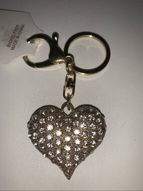 Heart with crystals purse/bag charm keychain